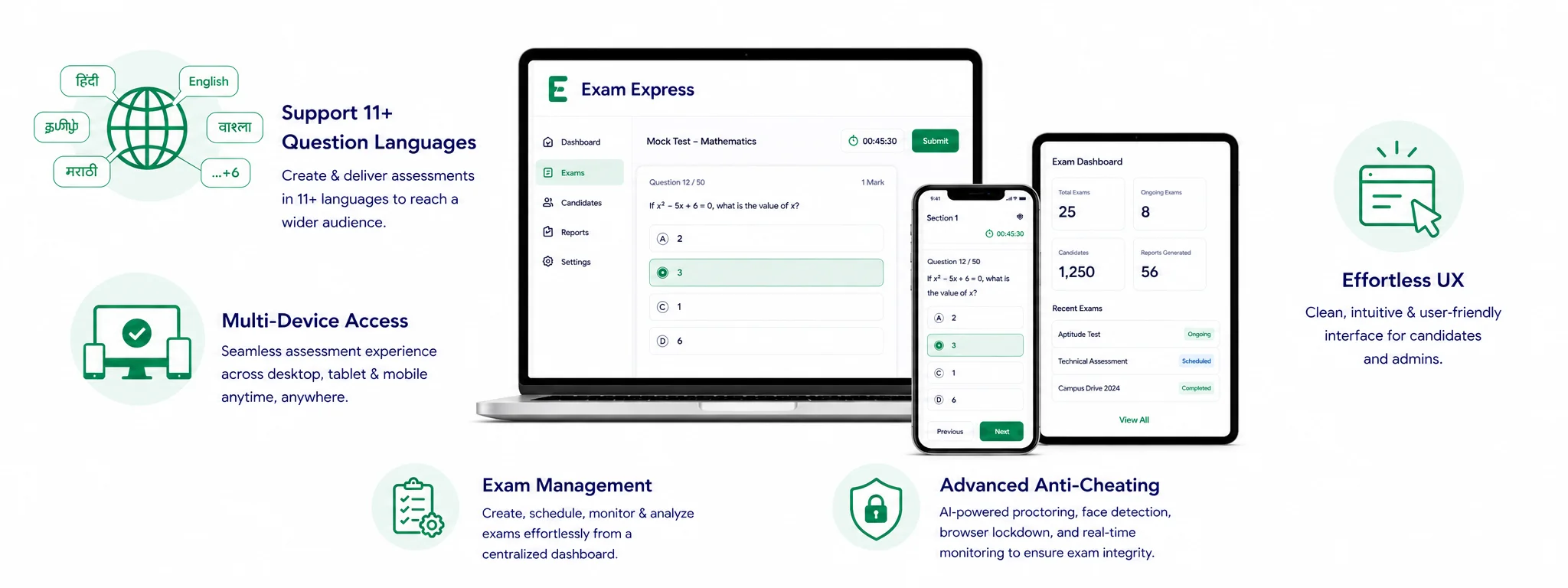 Online Assessment System Desktop View
